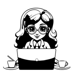 Businesswoman With Laptop And Cup Of Coffee