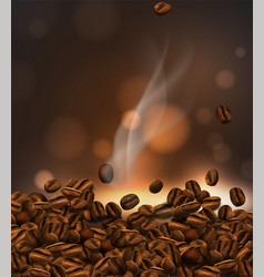 Coffee Background Beans And Rising Smoke