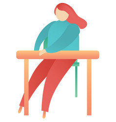 Female Student At Classroom Desk Icon