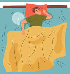 Man Sleeping In Bed Cartoon Bedtime Cozy Scene