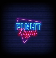 Neon Sign Fight Night With Brick Wall Background V