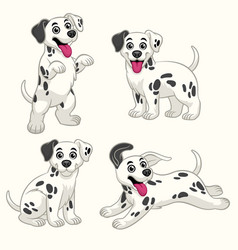 Cartoon Dalmatian Puppy Set In Various Pose