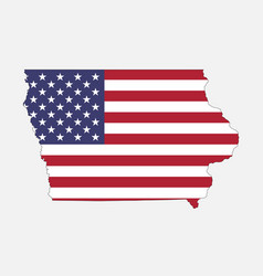 Iowa Map On American Flag