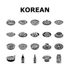 Korean Cuisine Food Asian Icons Set