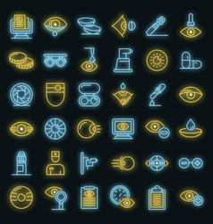 Eye Examination Icons Set Neon