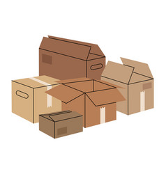 Packages Pile Hand Drawn Cardboard Boxes Stacked