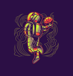 T Shirt Design Astronaut Playing Basketball