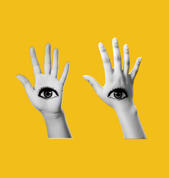 Two Hands With An Eye On Them Isolated Element