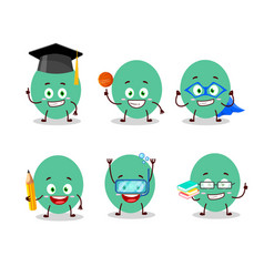 School Student Green Baloon Cartoon Character