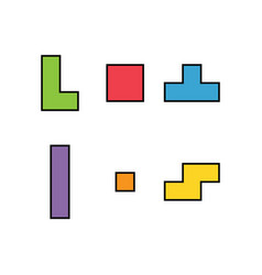 Set Of Color Tetris Block Color Puzzle Icon