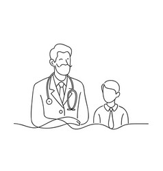 Doctor And Patient Hand Drawn Continuous Line Art