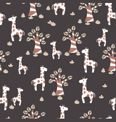 Giraffes Family In The Forest Graphic Seamless