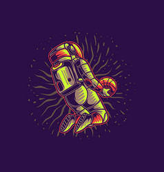 T Shirt Design Astronaut Catching Basketball