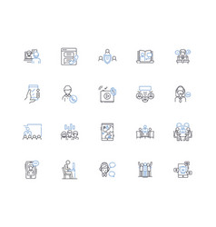 Union Meetings Line Icons Collection Unity