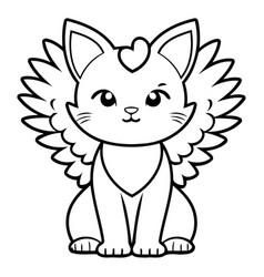 Cute Cat With Angel Wings Isolated On White