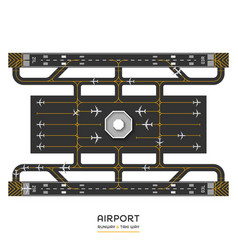 Top View Of Airport Runway And Taxi Way