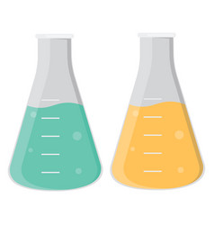 Conical Chemistry Flasks On A White Background