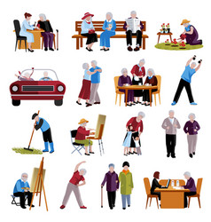 Elderly People Icons Set