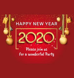 Happy New Year 2020 Golden Number In Square