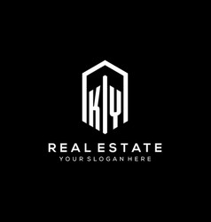 Letter Ky Logo For Real Estate With Hexagon Icon