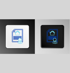 Line House Contract Icon Isolated On Grey