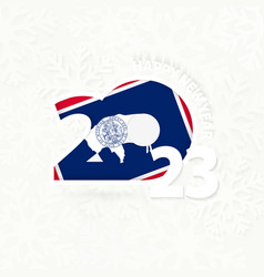 New Year 2023 For Wyoming On Snowflake Background