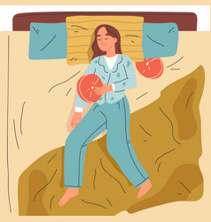 Woman Sleeping In Bed Cartoon Bedtime Cozy Scene