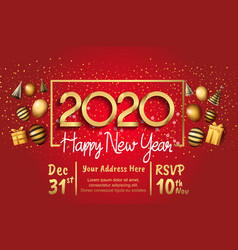 Happy New Year 2020 Golden Number In Square