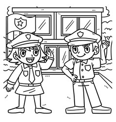 Police Officers Talking Coloring Page For Kids