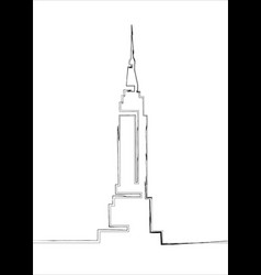 Single Line Sketch Empire State Building Line Art