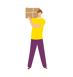 Young Adult Male Holding Cardboard Box Shoulder