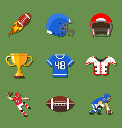 American Football Flat Icons Set