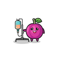 Cute Plum Fruit Character Standing With Infusion