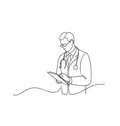 Doctor Writes A Prescription Continuous Line Art