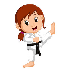 Little boy training karate Royalty Free Vector Image