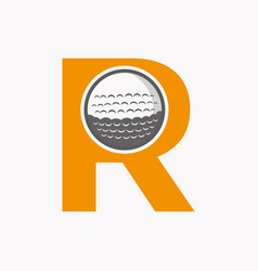 Golf Logo On Letter R Initial Hockey Sport