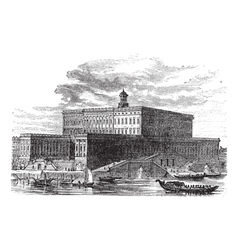 Stockholm Palace Vintage Engraving