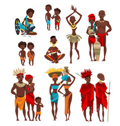 African People Clothing Flat Icons Collection