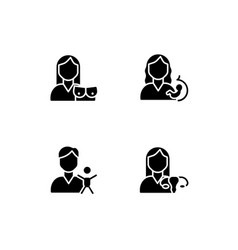 Mother And Child Health Black Glyph Icons Set On