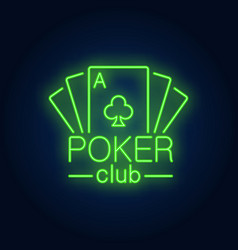 Poker Card Lettering With Playing Cards Neon Icon