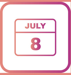 July 8th Date On A Single Day Calendar