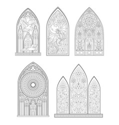 Set Of Beautiful Medieval Stained Glass Windows