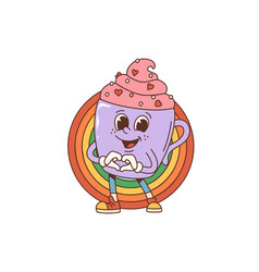 Cartoon Retro Groovy Valentine Cake Character