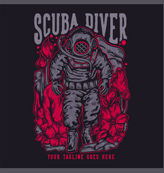 T Shirt Design Scuba Diving With Diver Man