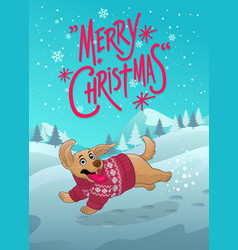 Happy Cartoon Golden Retriever Puppy Playing