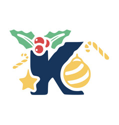 Letter K Is Decorated With Mistletoe