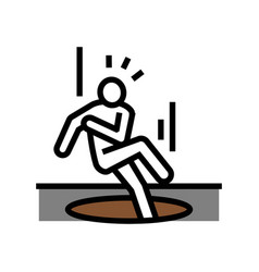 Pit Fall Man Accident Color Icon