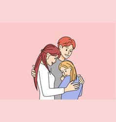 Happy Family With Kid Hugging