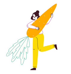 Tiny Woman Carrying Carrot Female Character