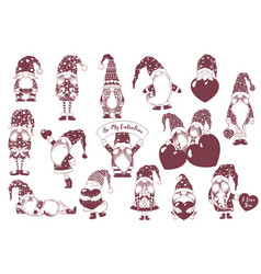 Valentines Day Clipart With Cute Hand Drawn Gnomes